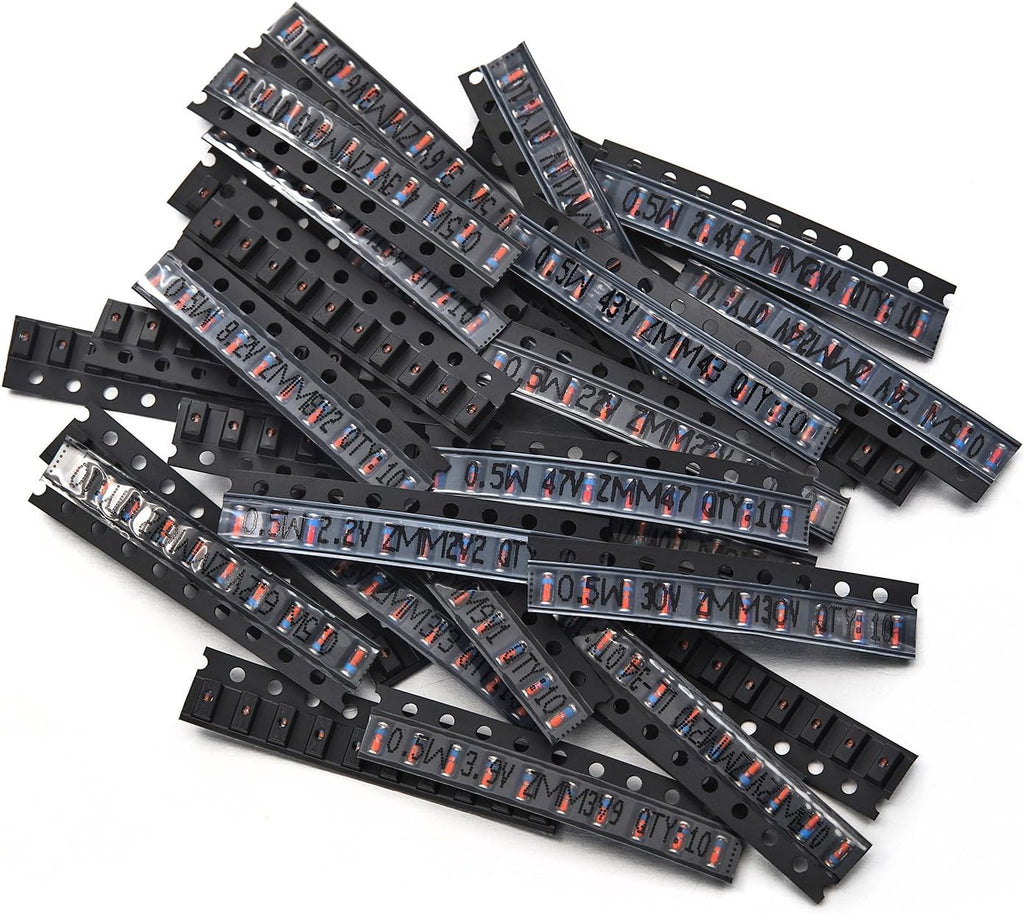 Chanzon 34 Values 340pcs 0.5W SMD Zener Diode Assorted Kit (2V-47V)