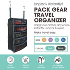Large Hanging Suitcase Organizer with Mesh Windows, Black