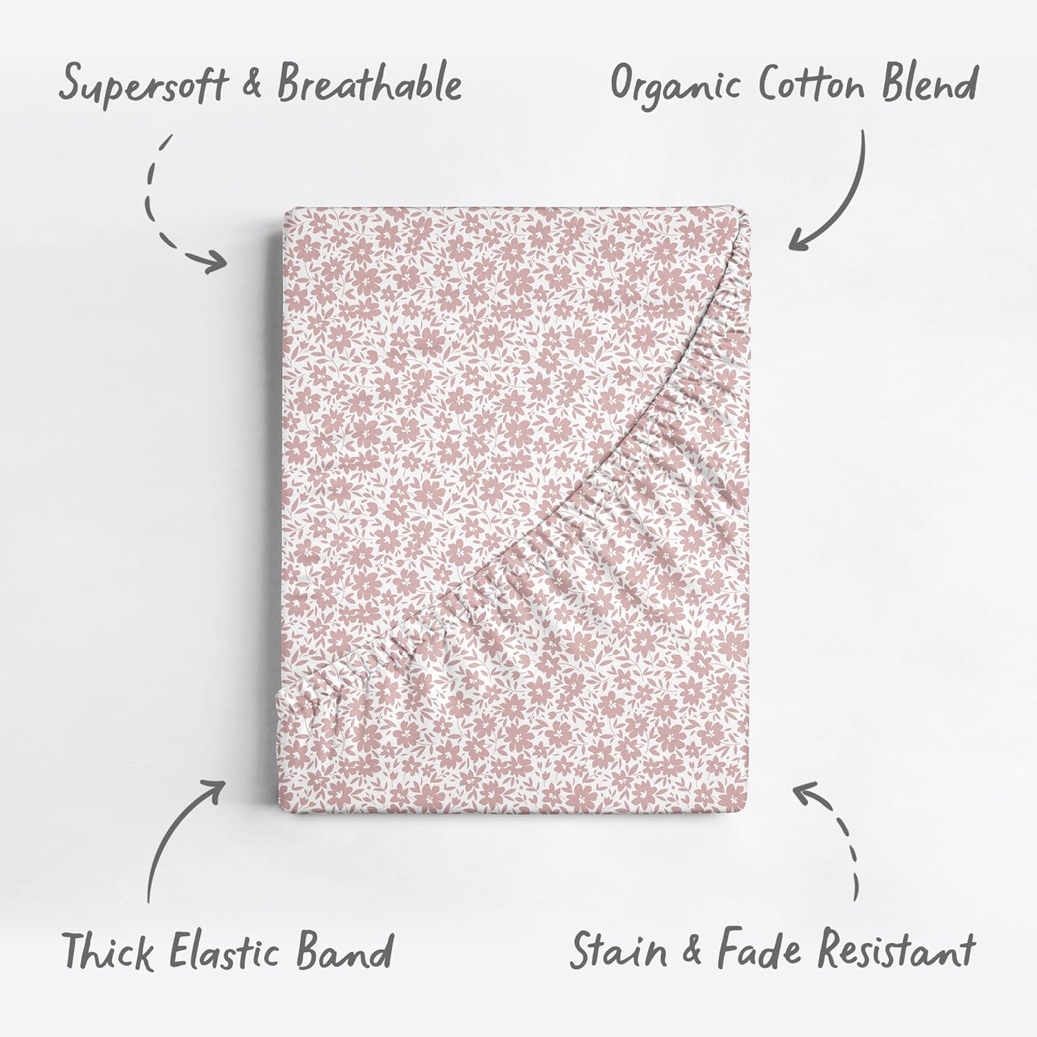 Crib Sheets Neutral - Fitted Baby Crib Sheets Bed for Girl Boy - 2 Pack Standard & Toddler Mattress (Antique Rose)