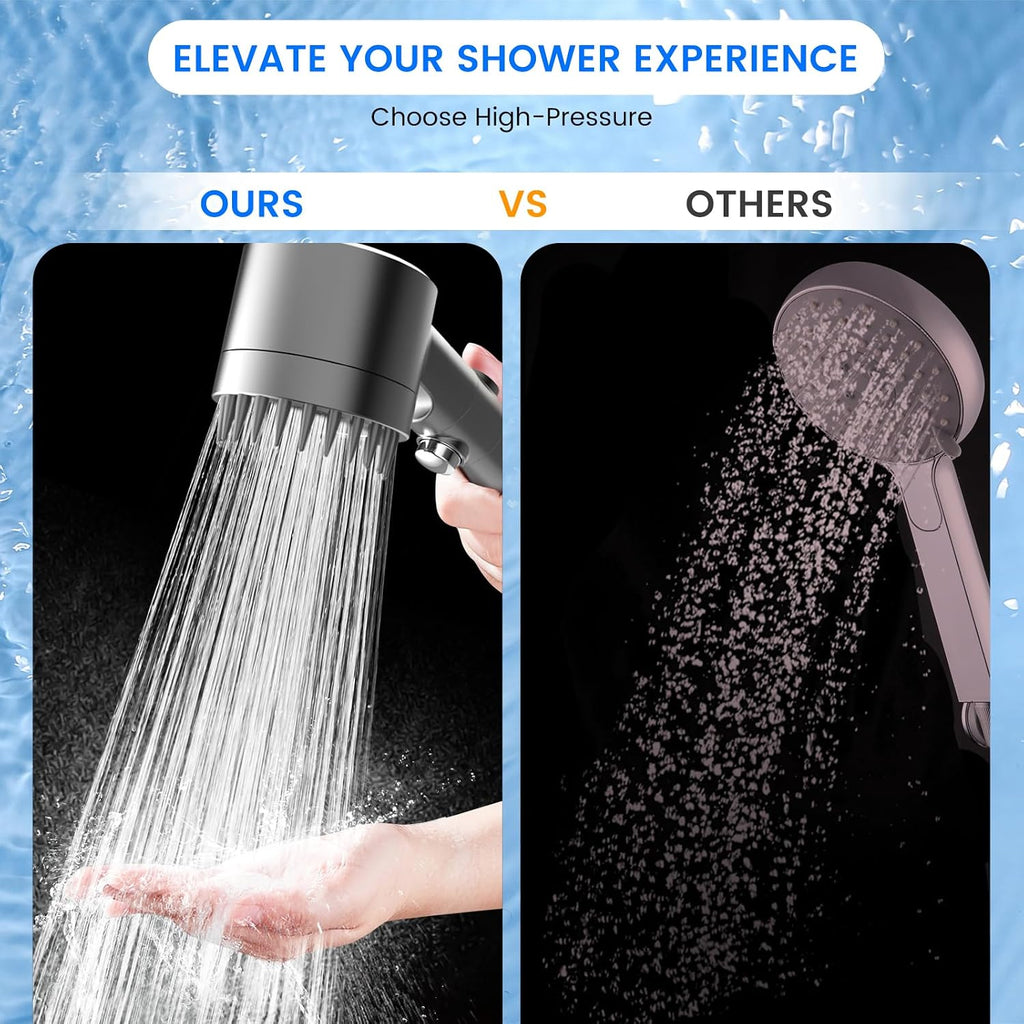 Filtered Shower Head with Handheld,High Pressure Shower Heads Filter | ON/OFF Switch,4 Spray,Built-in Power