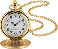 Smooth Vintage Pocket Watch with Chain (Gold)