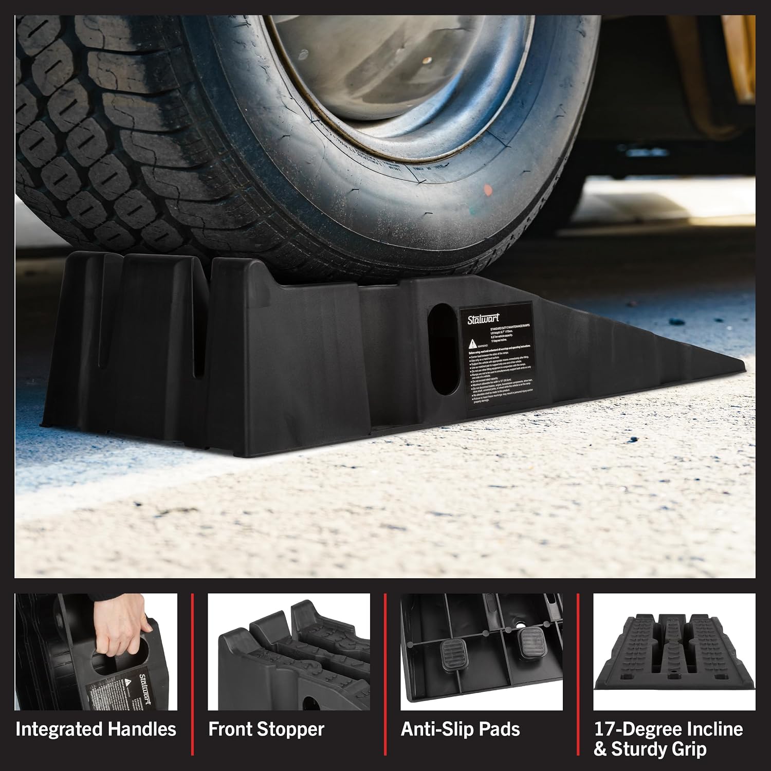Car Ramps 2-Pack - Heavy-Duty Car Lifts for Home Garage or Shop - 13,000lb GVW Capacity, 6,500lb Load Capacity Per