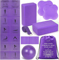 Foldable Yoga Mat and Blocks Set for Women with 2 Pack Yoga Blocks and Strap,Thin Non Slip Pilates Mat with Bag, Home