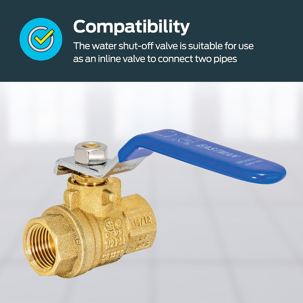 Eastman 3/8 Inch IPS Heavy Duty Full Port Ball Valve, Brass Plumbing Fitting, 20043LF
