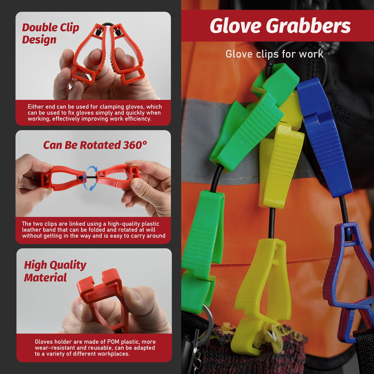 6PCS Glove Clips for Work Glove Holders,Glove Clamp Deep Blue