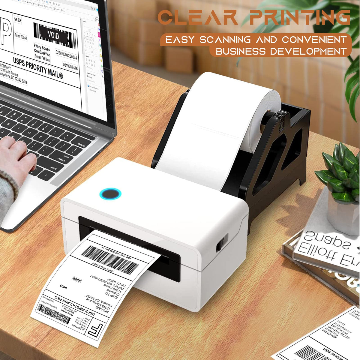 4x6 Direct Thermal Shipping Labels - 4 Rolls, 220 Labels/Roll, Perforated Postage Paper with Alignment Hole