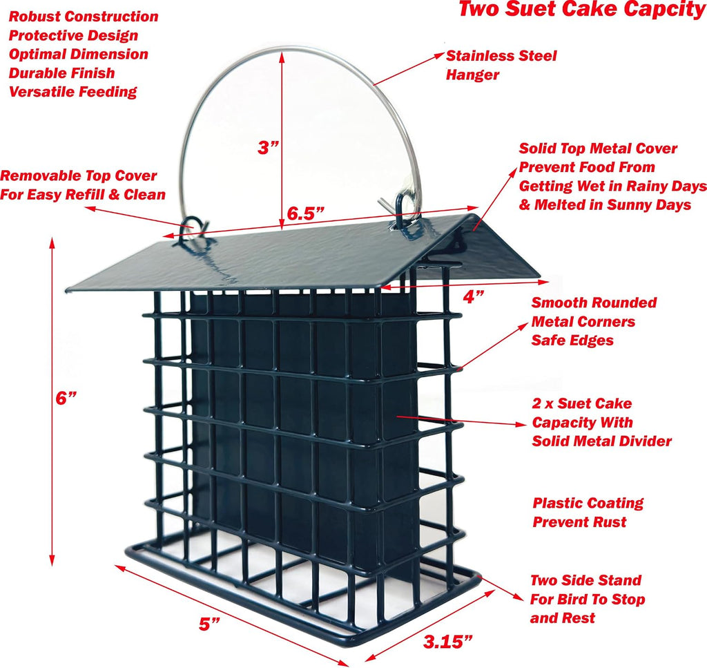 Deluxe All-Metal Double Suet Bird Feeder for Outdoors Hanging