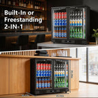 36 Inch Back Bar Cooler 2 Door 216 Can Black