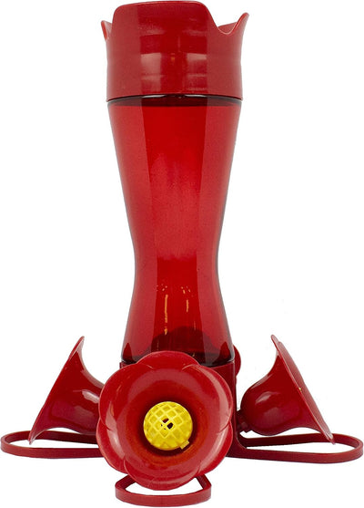 Red Pinch-Waist Plastic Hummingbird Feeder, 8 oz Capacity