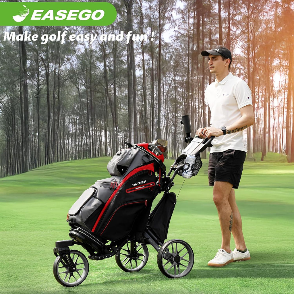 Golf Push Cart 3 Wheel : 360° Swivel Front Wheels Golf Walking Carts