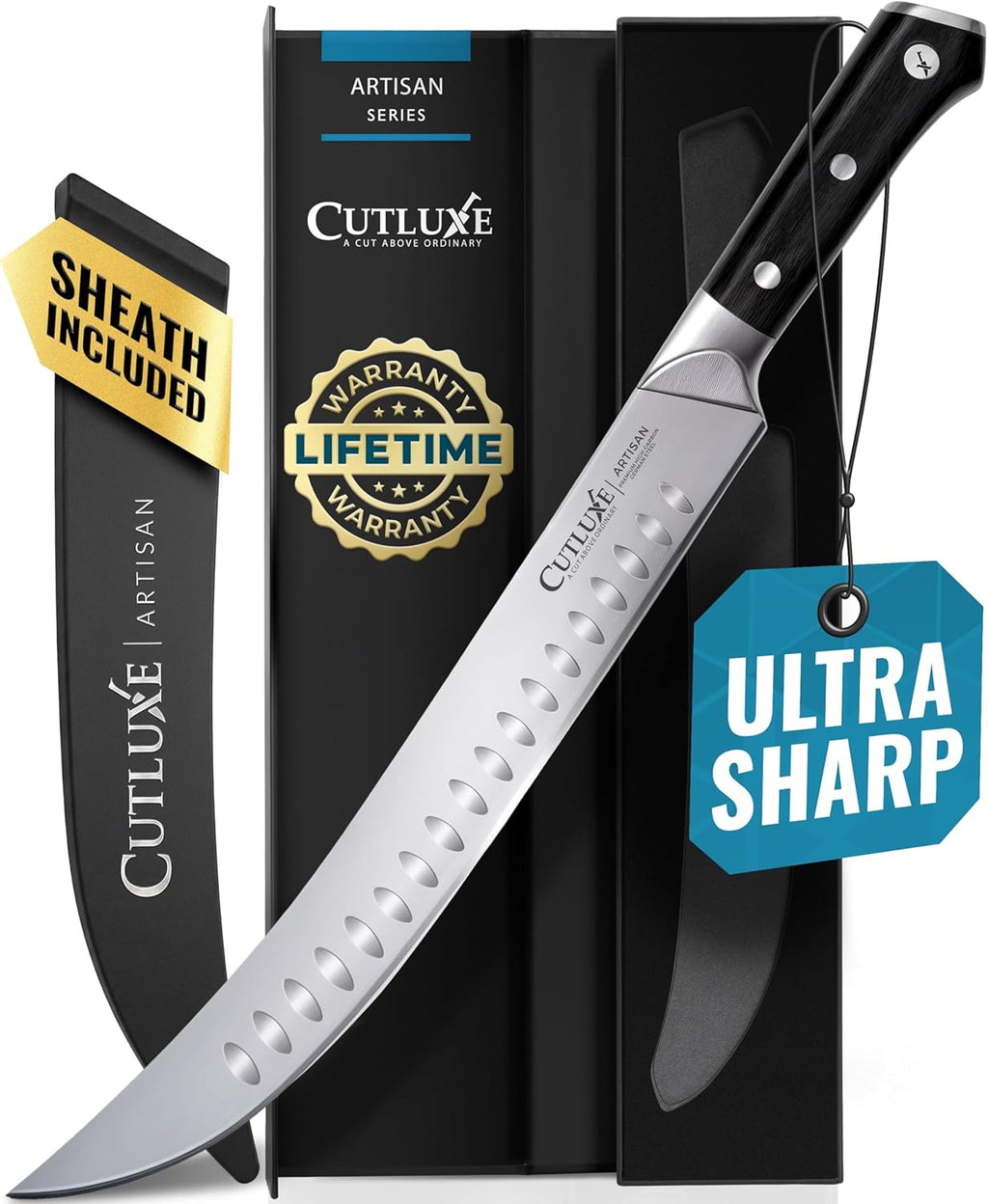 Butcher Knife, 10" Cimeter Breaking Knife for BBQ & Brisket