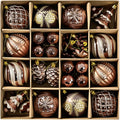 Christmas Ball Ornaments Set, 44ct 80mm Bronze Copper Gold Assorted Xmas Tree Ball Ornaments, Shatterproof Brown