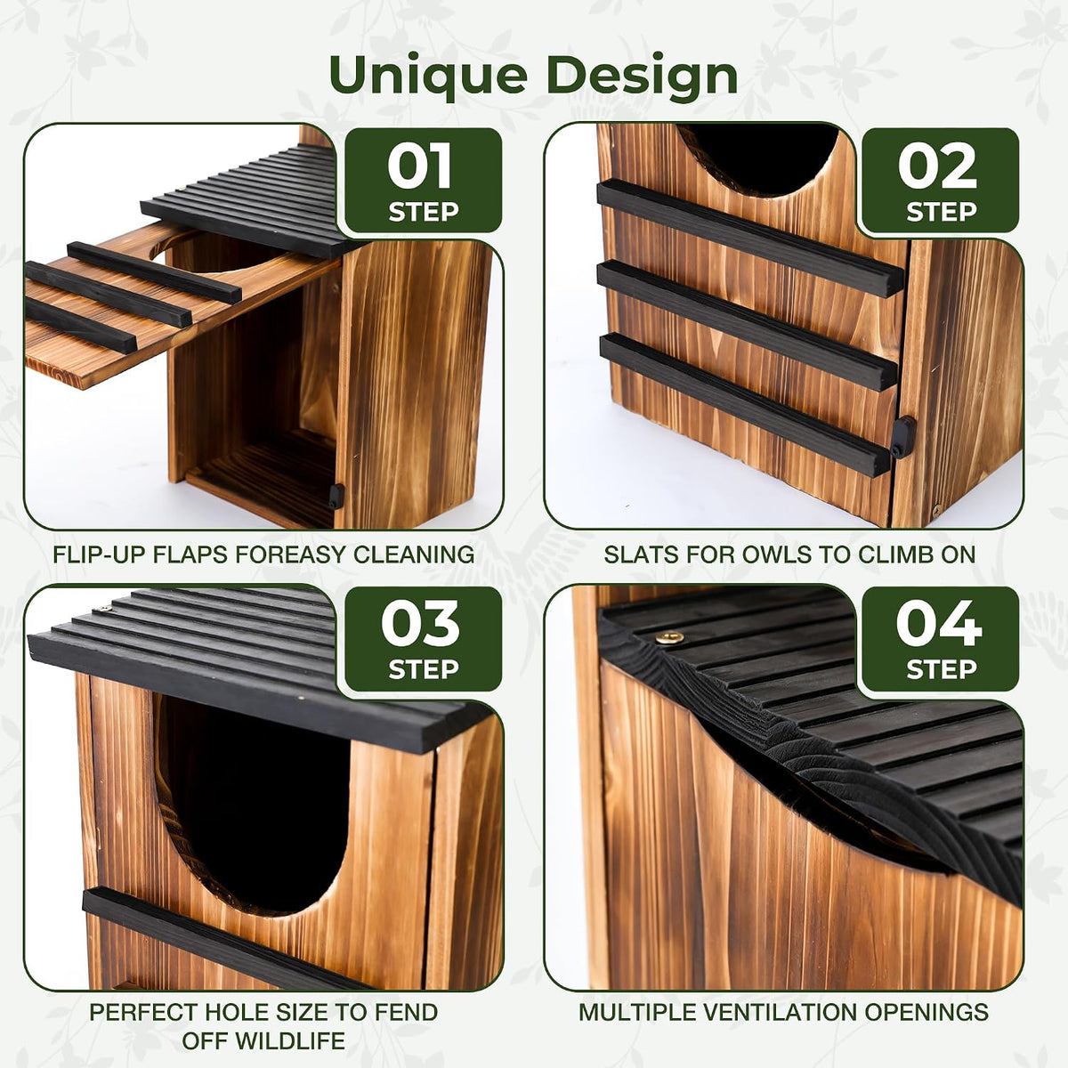 Owl House for Outside, Wooden Owl Nesting Box for Barn Owl Screech Owl
