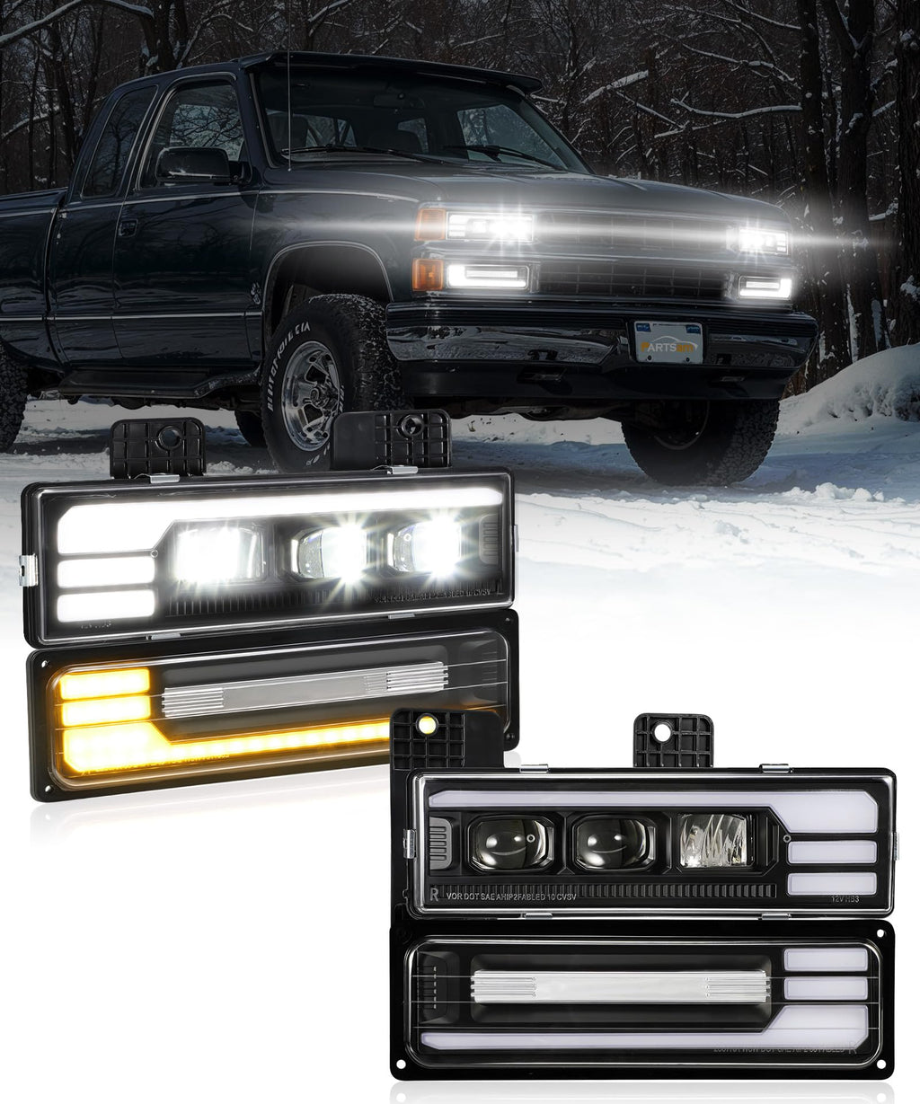 LED Headlights Assembly DOT Approved with Start Animation DRL Sequential Turn Signal Hi/Low Beam Lights Replacement