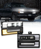 LED Headlights Assembly DOT Approved with Start Animation DRL Sequential Turn Signal Hi/Low Beam Lights Replacement