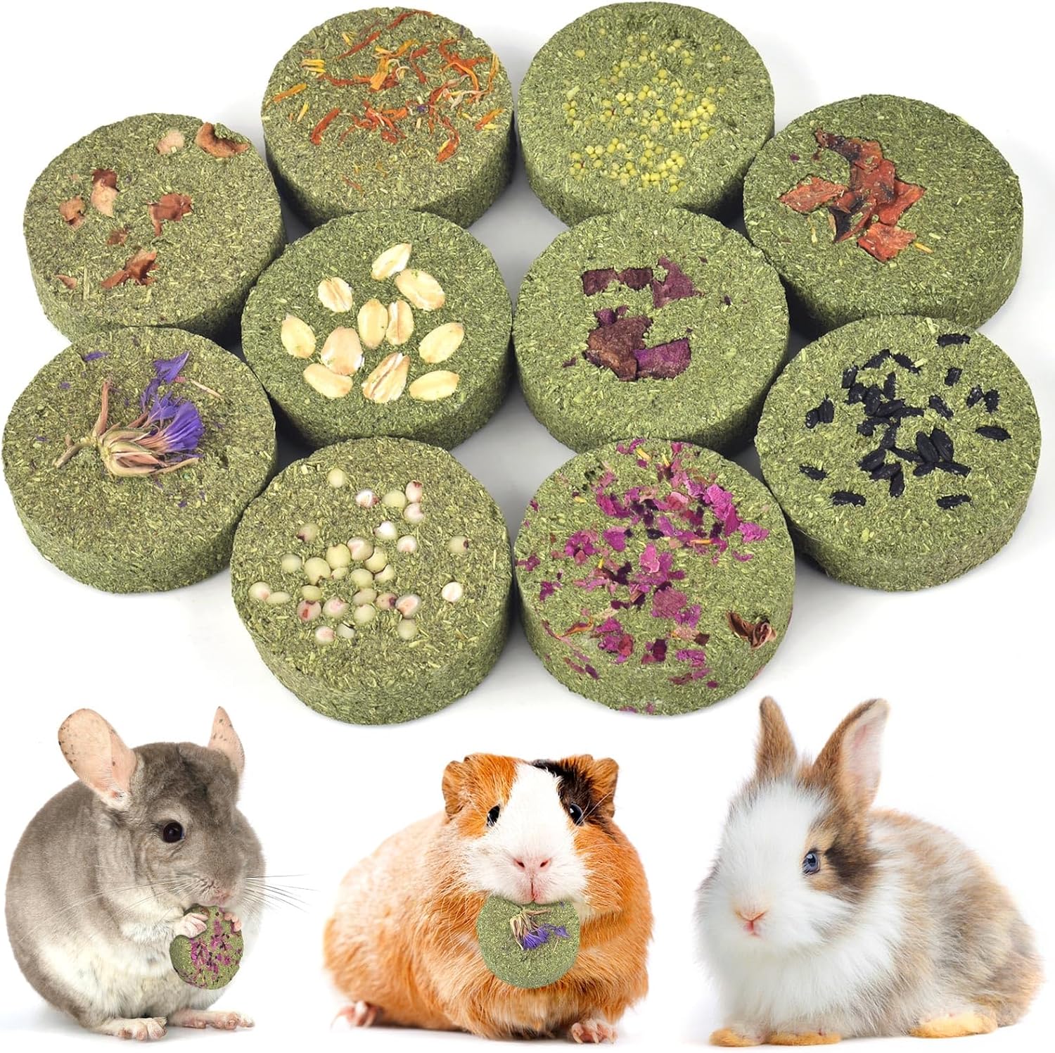 Treats Rabbit Toys, 100% Edible Premium Timothy Hay Chew A Blocks for Rabbits, Chinchilla Treats, Chew Toys for Teeth