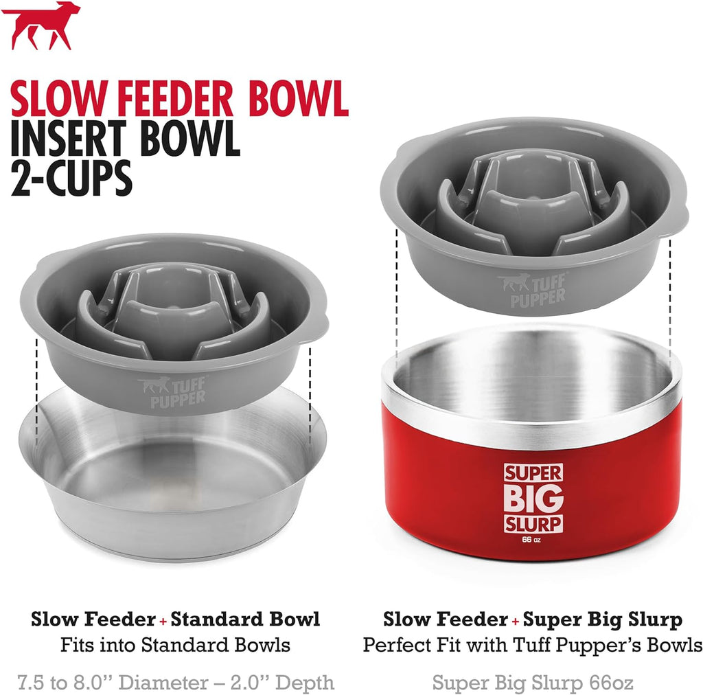 Slow Feeder Insert Bowl | Puzzle Maze Slows Down Eating | Elevated Feeder Tray Bowls | Standalone Dog Bowl | Pet