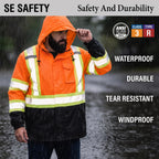 Hi Vis Rain Suit, ANSI Class 3 Rain Coat For Men Waterproof