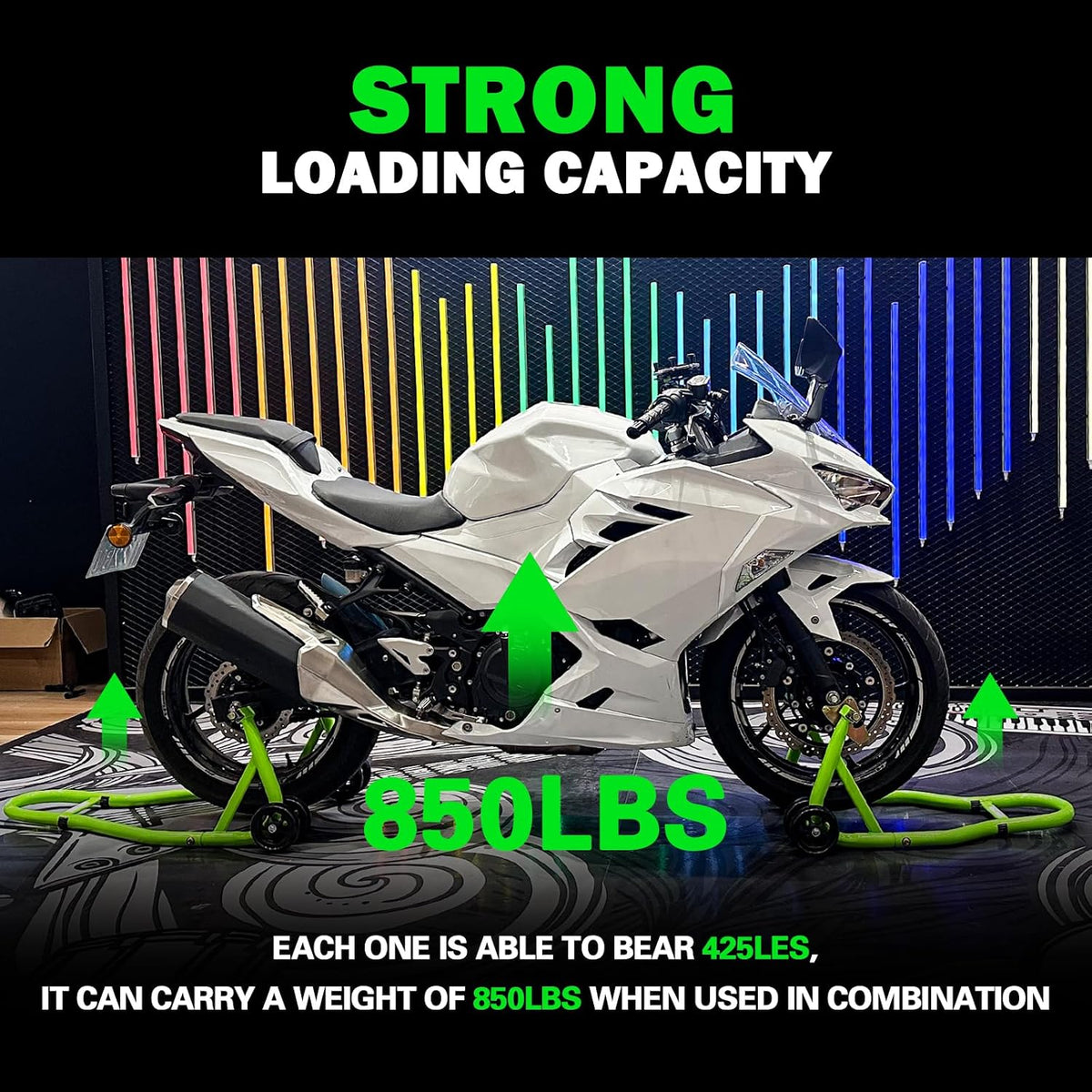 Motorcycle Stands Front and Rear, Front Rear Combo Stand Universal Wheel Lift Stand Swingarm Spool Lift Stand Paddock