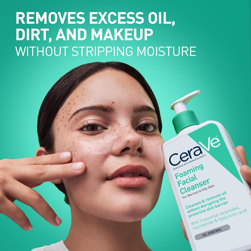 Foaming Facial Cleanser, Daily Face Wash for Oily Skin, Hyaluronic Acid + Ceramides + Niacinamide, Fragrance Free