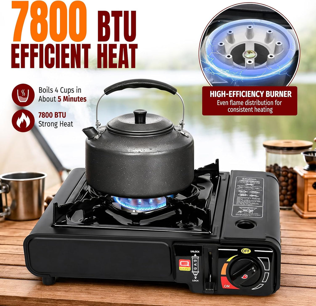 7800 BTU Dual Fuel Camping Stove, Propane Portable Gas Stove | Propane or Butane Camp Stove with Adjustable Heat