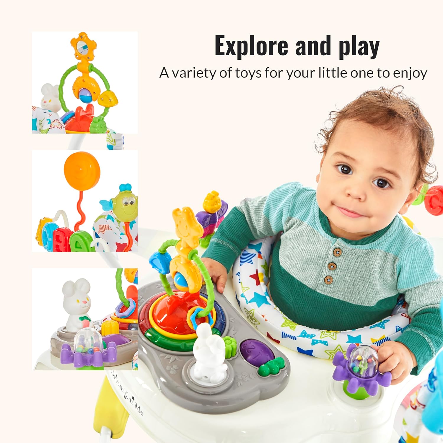 2-in-1 Baby Activity Center & Bouncer Jumper, 360° Rotating Seat, 3-Height Adjustable, 12 Melodies with Lights &