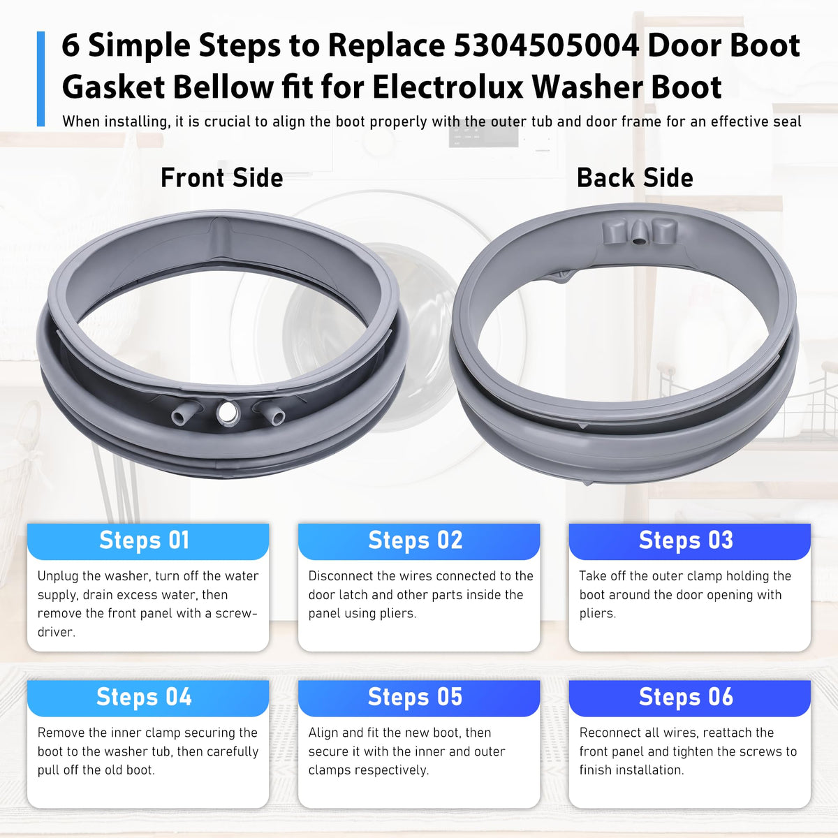 Washer Door Seal fit for Electrolux 5304505004 EFLS627UTT2 EFLS627UTT1