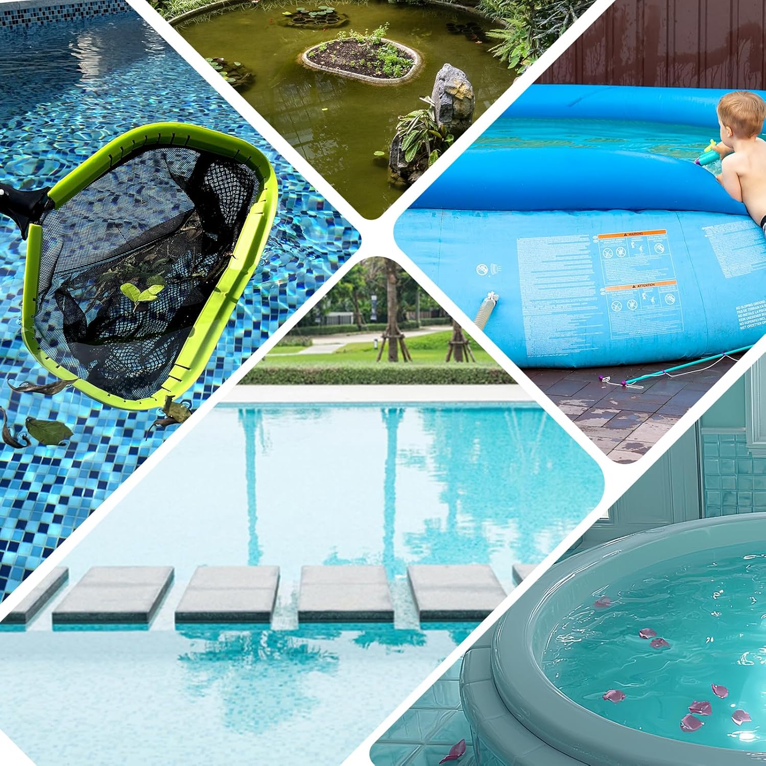 Pool Net,Professional Swimming Pool Leaf Skimmer Nets for Cleaning with Double-Layer Deep Big Bag,Heavy Duty Aluminum