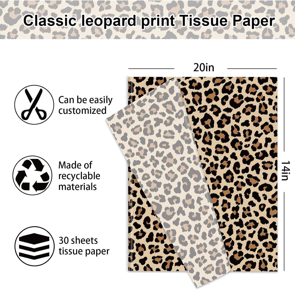 60 Sheets Leopard Print Tissue Paper Gift Wrapping Paper, 14 x 20 Inch