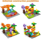 Dinosaur Marble Run Blocks: 67PCS STEM Toddler Building Toy
