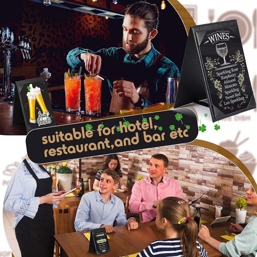 20 Pack Leather Table Tents Double Sided Menu Holders, 4 x 6 Inch