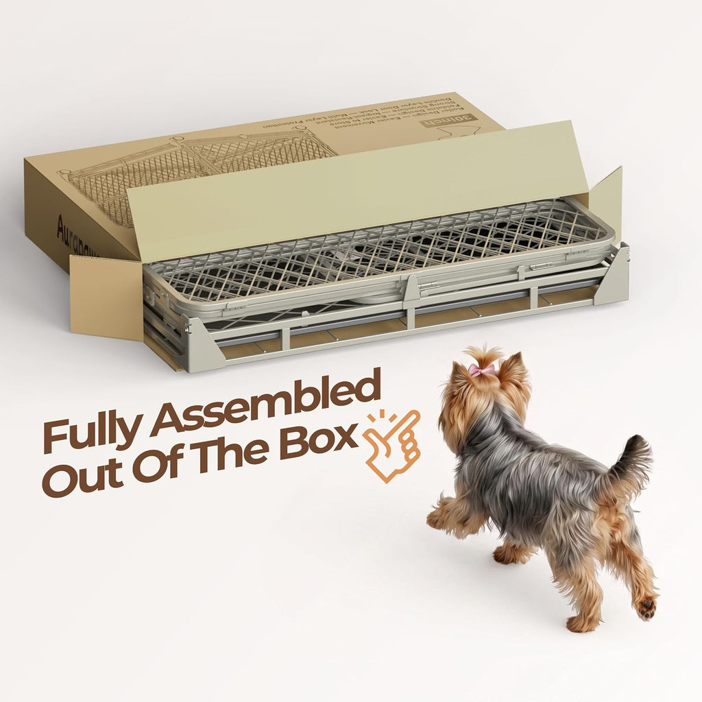 36 Inch Collapsible Dog Crate for Small Dogs, Foldable Metal Dog Kennel with Reinforced Diamond Wire Mesh, Escape
