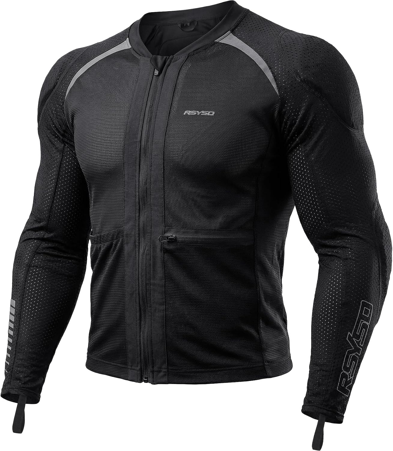 Men's Mesh Motorcycle Jacket with CE Certified Protective Armored Motorcycle Shirt with Reflective Strips, All Season