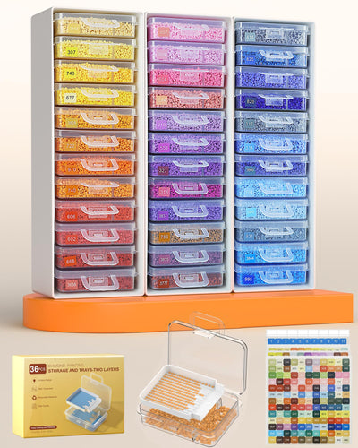 36 PCS Diamond Painting Storage Containers Trays, White