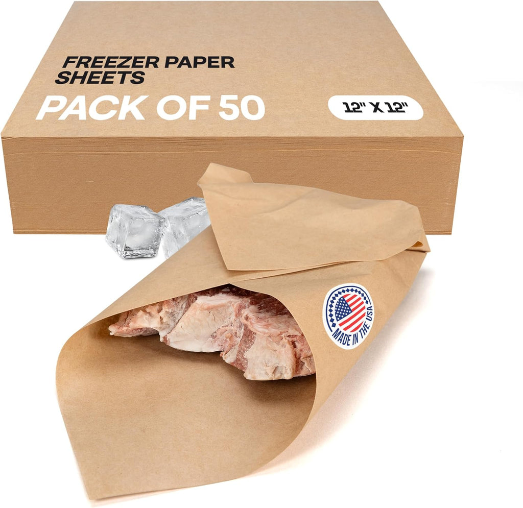 Brown Freezer Paper Sheets 12" x 12", Pack of 50 - USA-Made