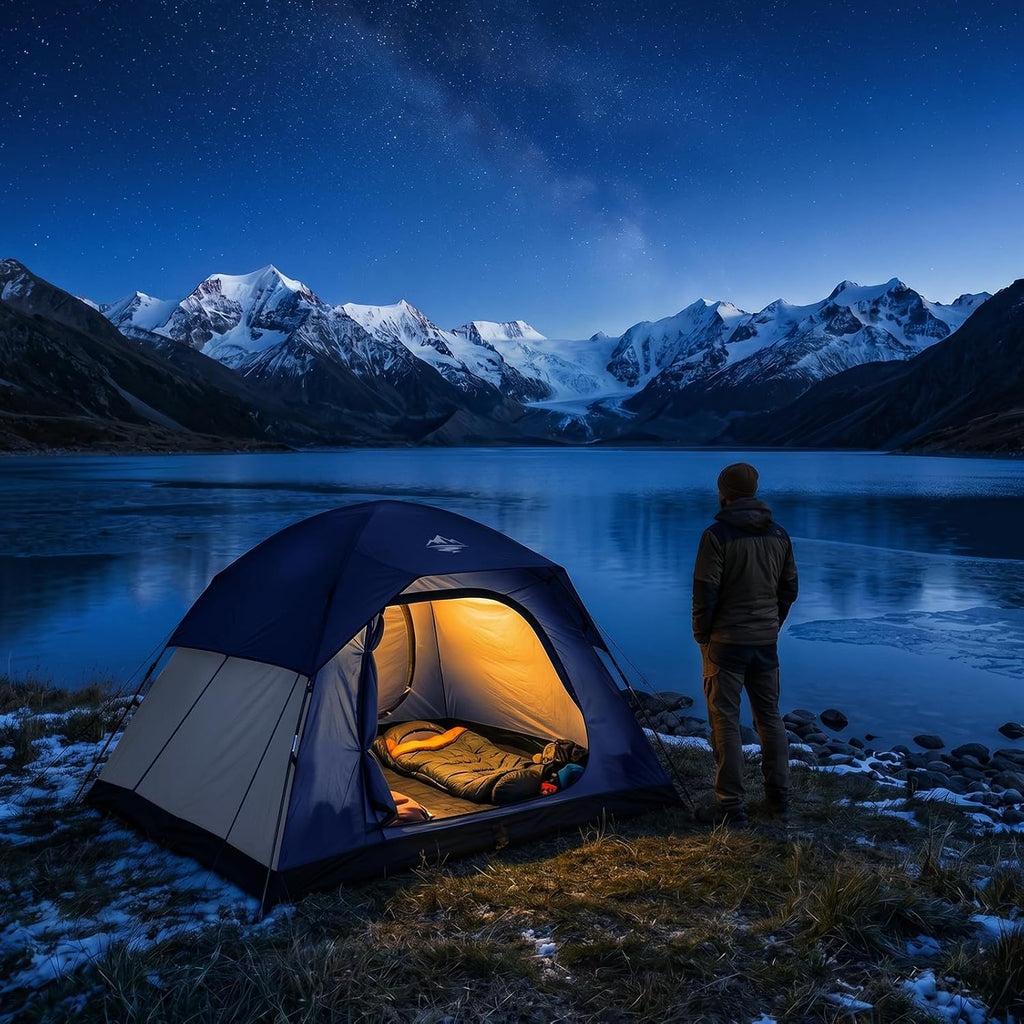 4 Person Tents for Camping Waterproof, Windproof Dome Tent with Rainfly, Easy Setup Portable Tent for Outdoor Camping