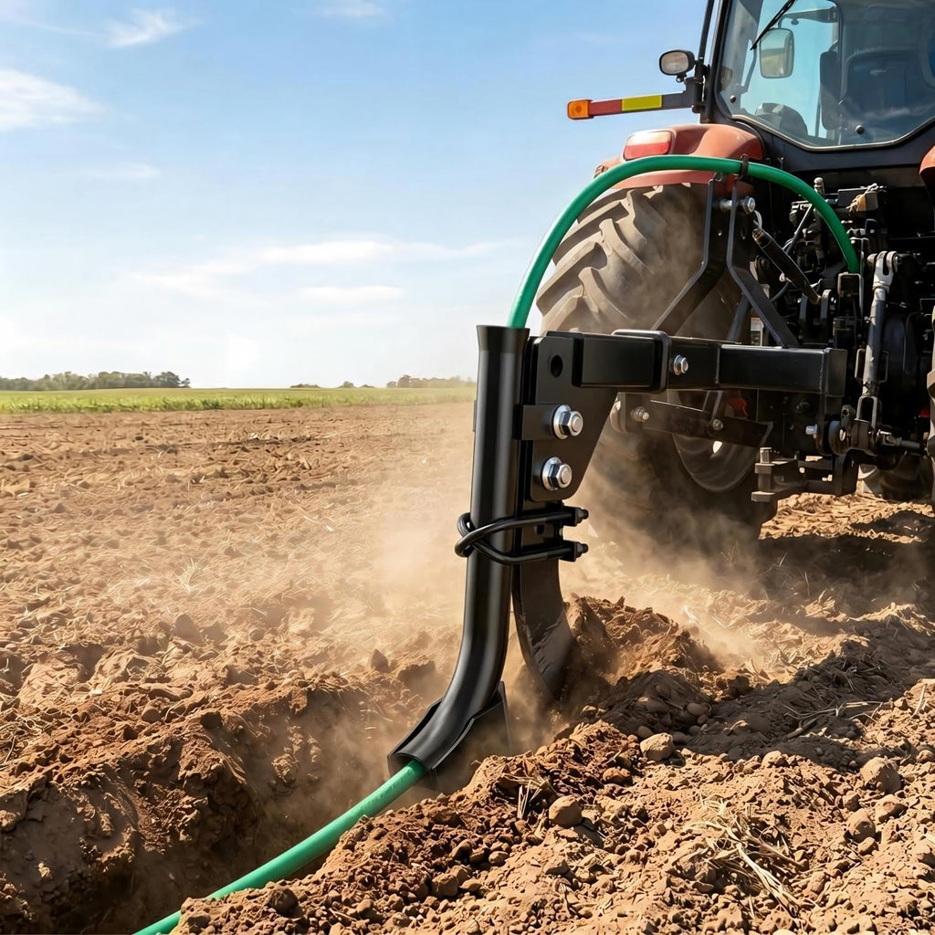 Pipe Layer Attachment for 3 Point Subsoiler Ripper, Wire Cable & 1" Pipe | Complete Kit with U-Bolts Included, Fits