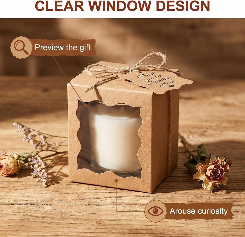 50 Set Candle Gift Box Packaging Transparent for 4-10 oz Candles