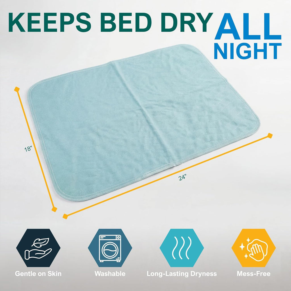Reusable Washable Underpads 18x24 in,Waterproof,Absorbent,5-Pack