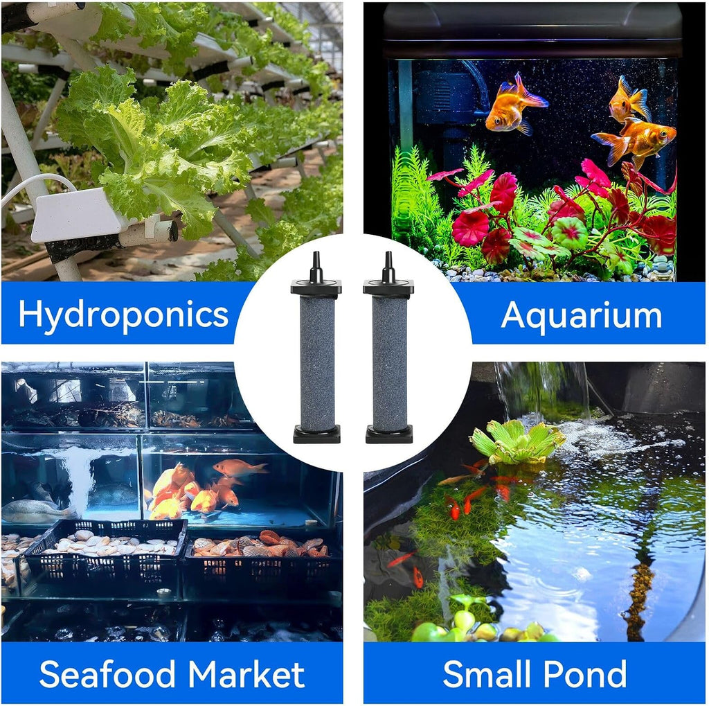 Aquarium 5 inch Air Stone Cylindrical 2 Pack, Large Airstone, Aerator Bubble Diffuser, Air Pump Accessories for