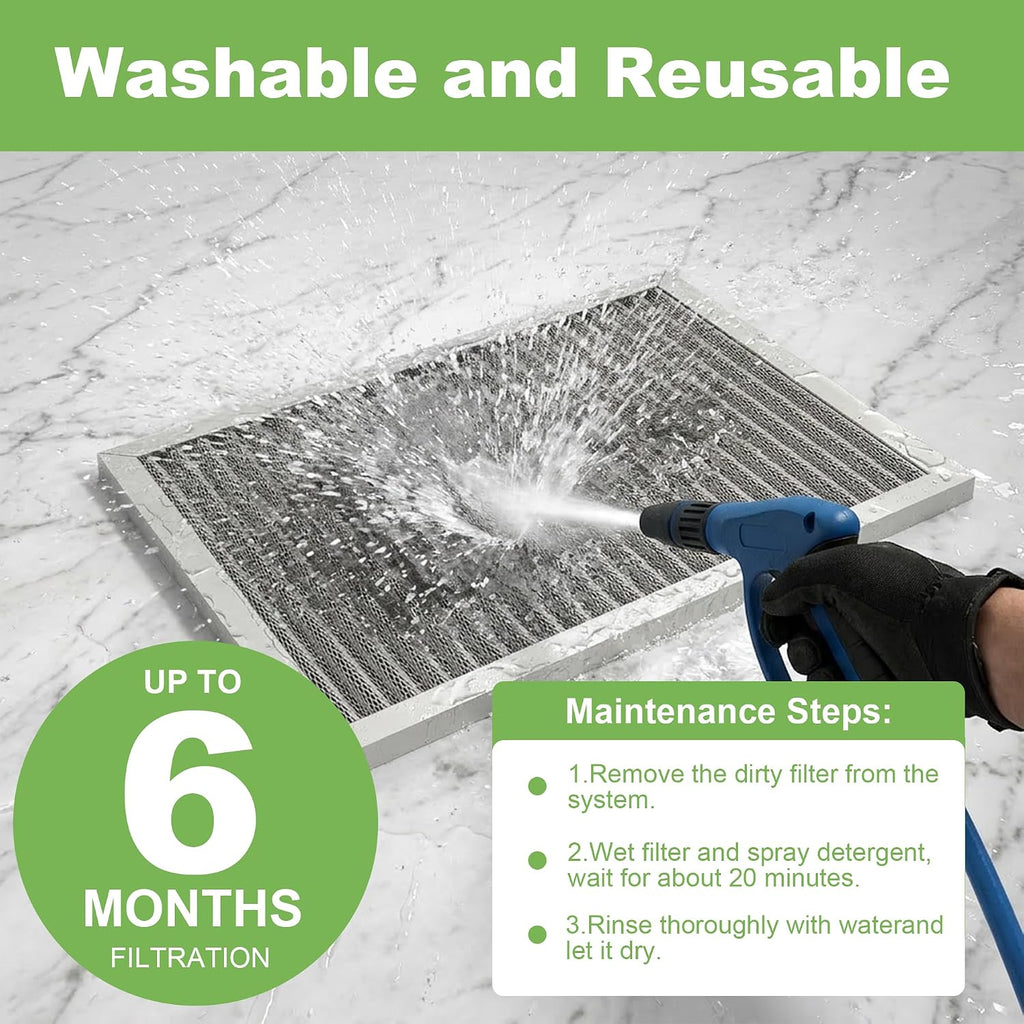 20x25x1 HVAC Furnace Air Filter Reusable& Washable, MERV 8, Electrostatic, Lasts a Lifetime, Breathe Fresher Air in