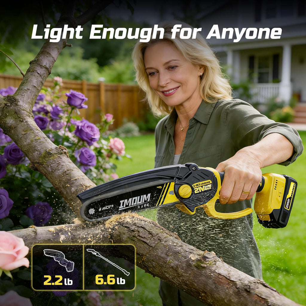 6-Inch Cordless Pole Saw & Mini Chainsaw Ultra Lightweight | Electric Pole Saws for Tree Trimming, 21V 2.0Ah Battery