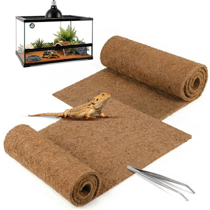 Reptile Carpet 30"x12" 2 PCS Coconut Fiber Mat for 20 Gallon Reptile Tank,Tortoise Habitat Bedding Liner for