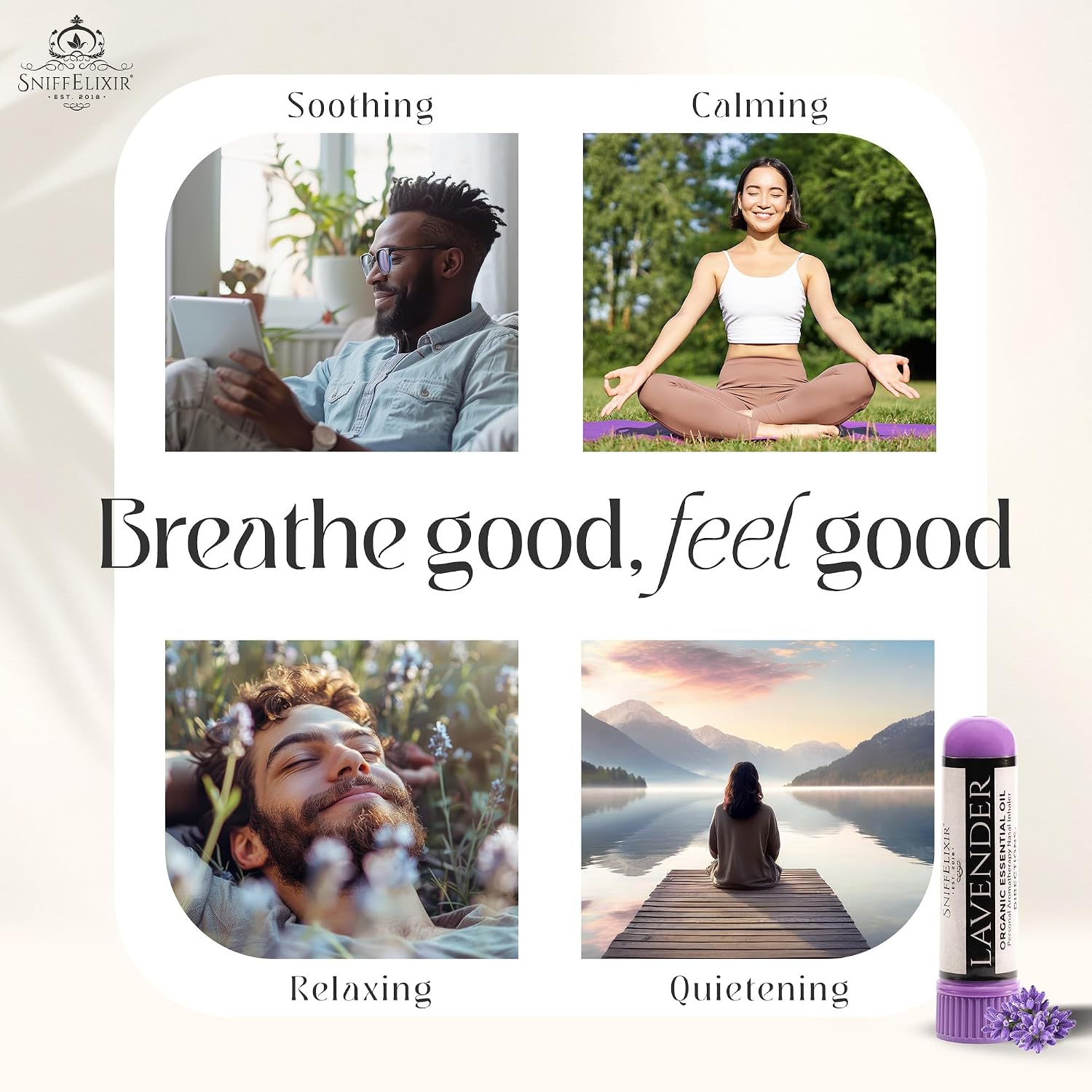 Lavender Essential Oil Aromatherapy Nasal Stick Vapor Inhaler for Sleep Aid, Meditation, Relaxation - USA Made with