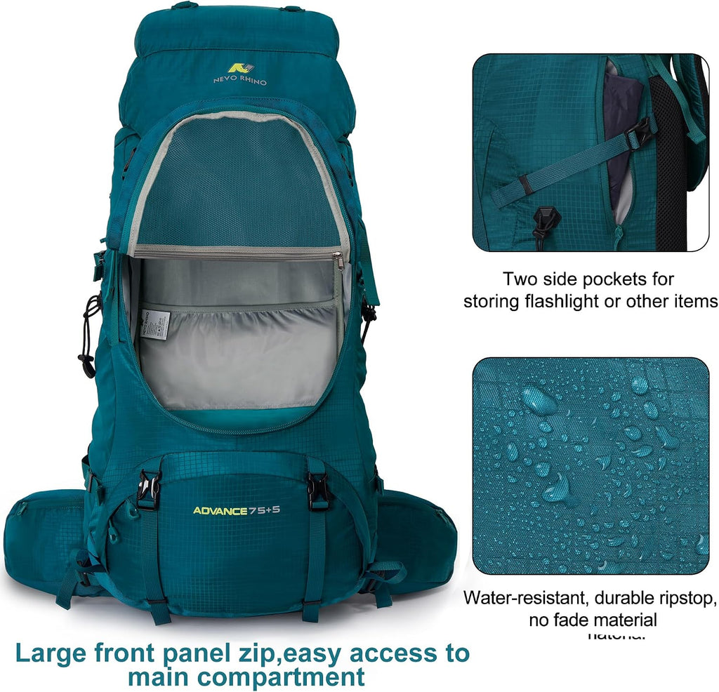 Internal Frame Hiking Backpack 50/60/65/70/80L, Mountain Climbing Camping Backpack Daypack Waterproof Rain Cover
