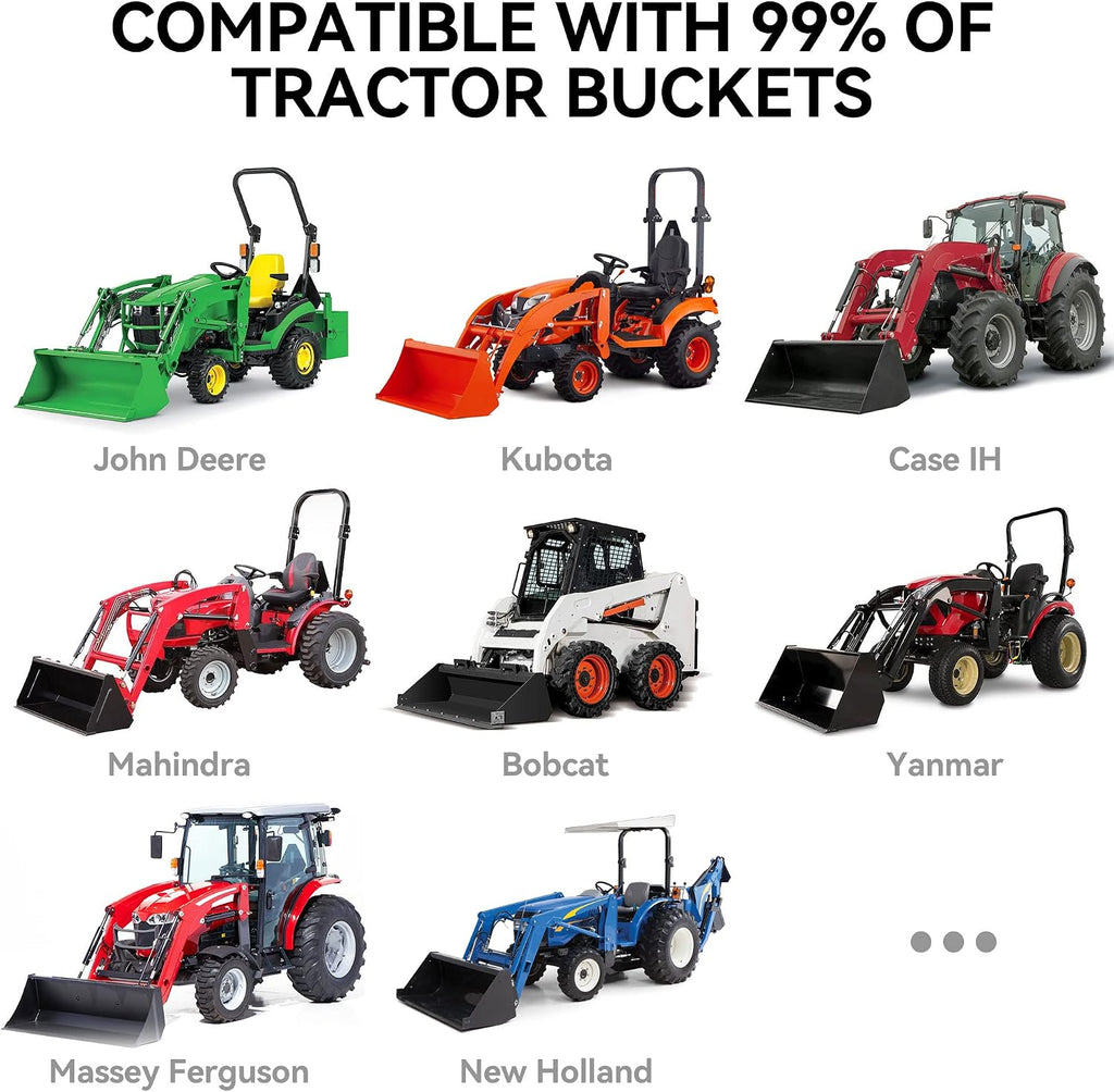 60" 4000lbs Clamp on Pallet Forks Heavy-Duty Tractor Forks Compatible Tractor Bucket Forks for Tractor Attachments