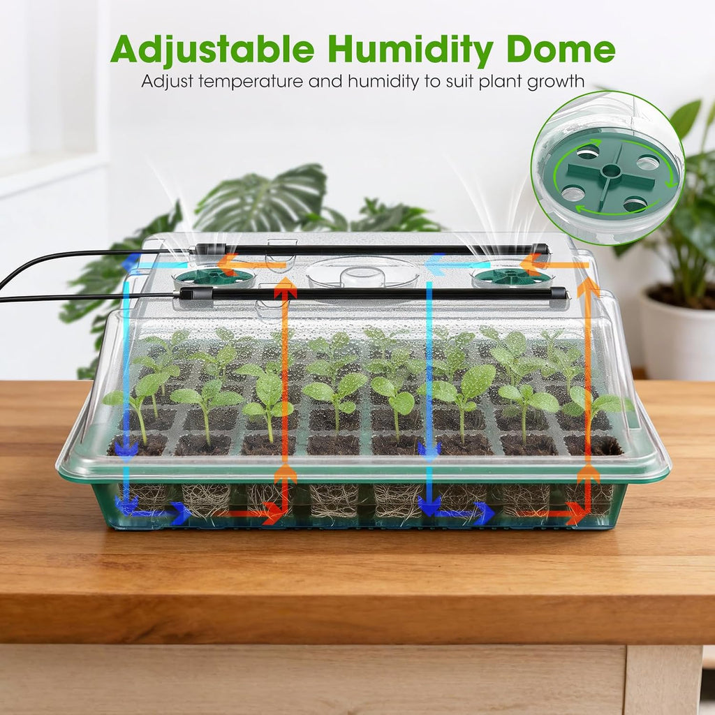 Seed Starter Tray with Grow Light, 2 Pack 80-Cell Seedling Starter Kit with Smart Timer & Humidity Dome, Indoor Plant