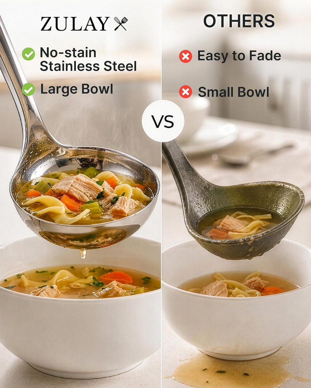 Stainless Steel Cooking Utensil - 12" Soup Ladle
