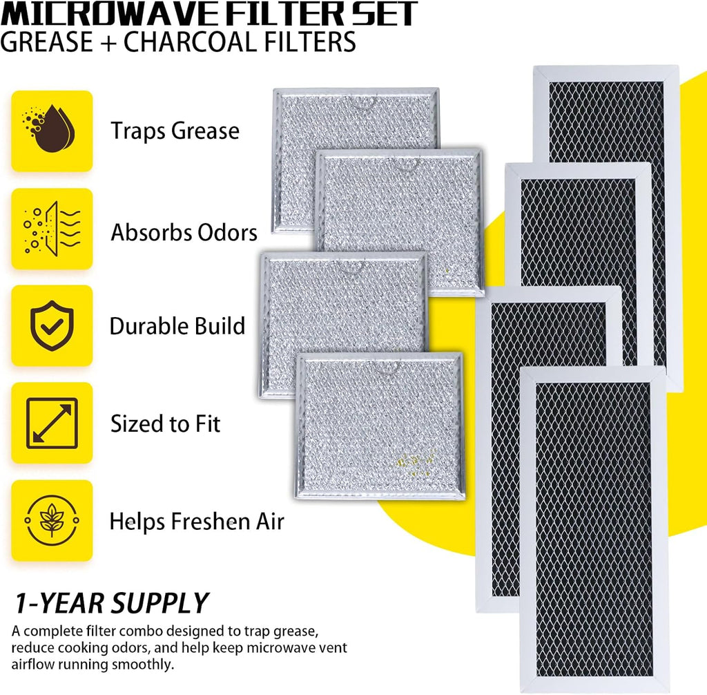 ME19R7041FS ME19R7041FSAA 8-Pack Microwave Filters: 4 Charcoal + 4 Grease