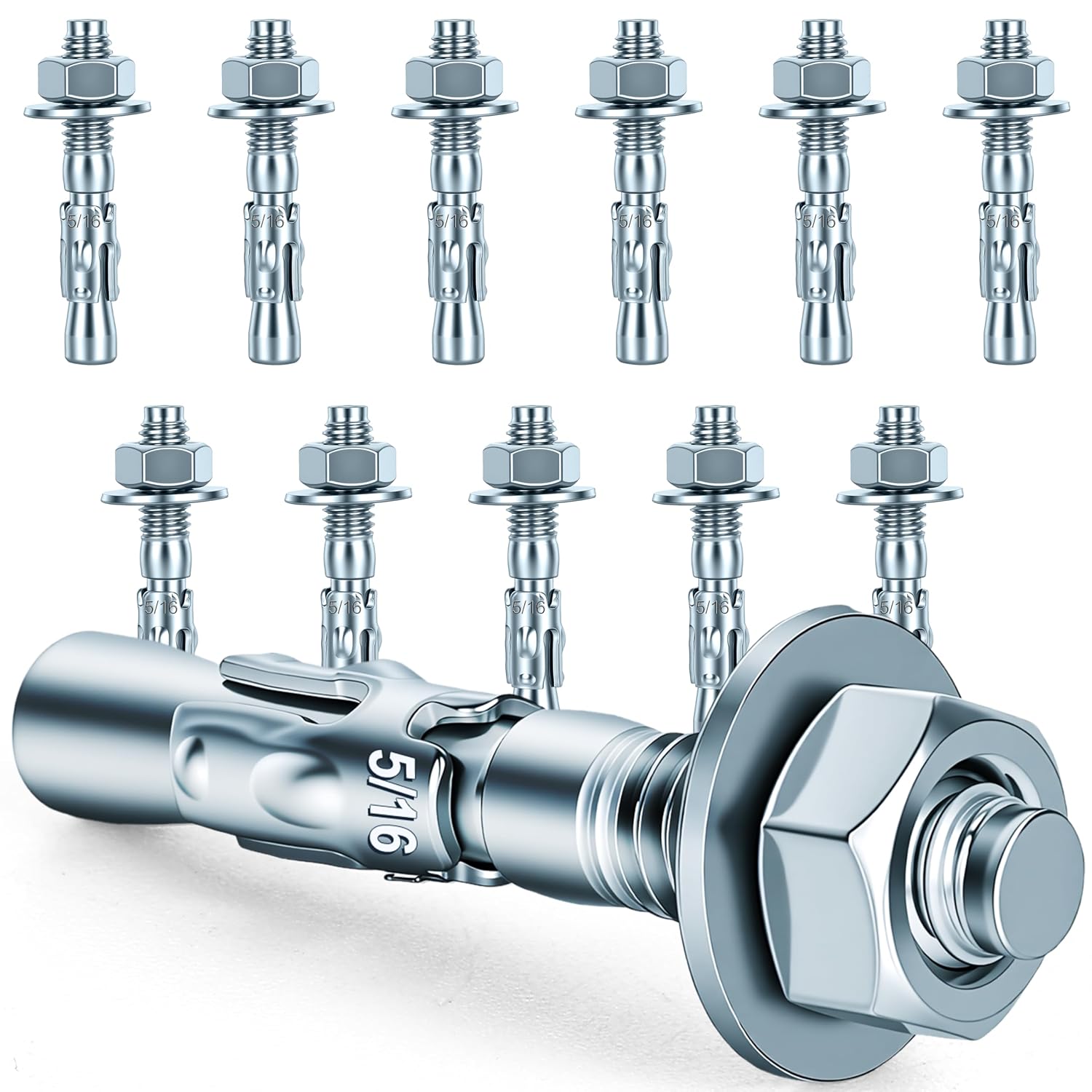 5/16 x 2 in Wedge Anchors 12 pcs Galvanized Concrete Anchors | Concrete Screw and Anchor Kit, Concrete Wall Anchors
